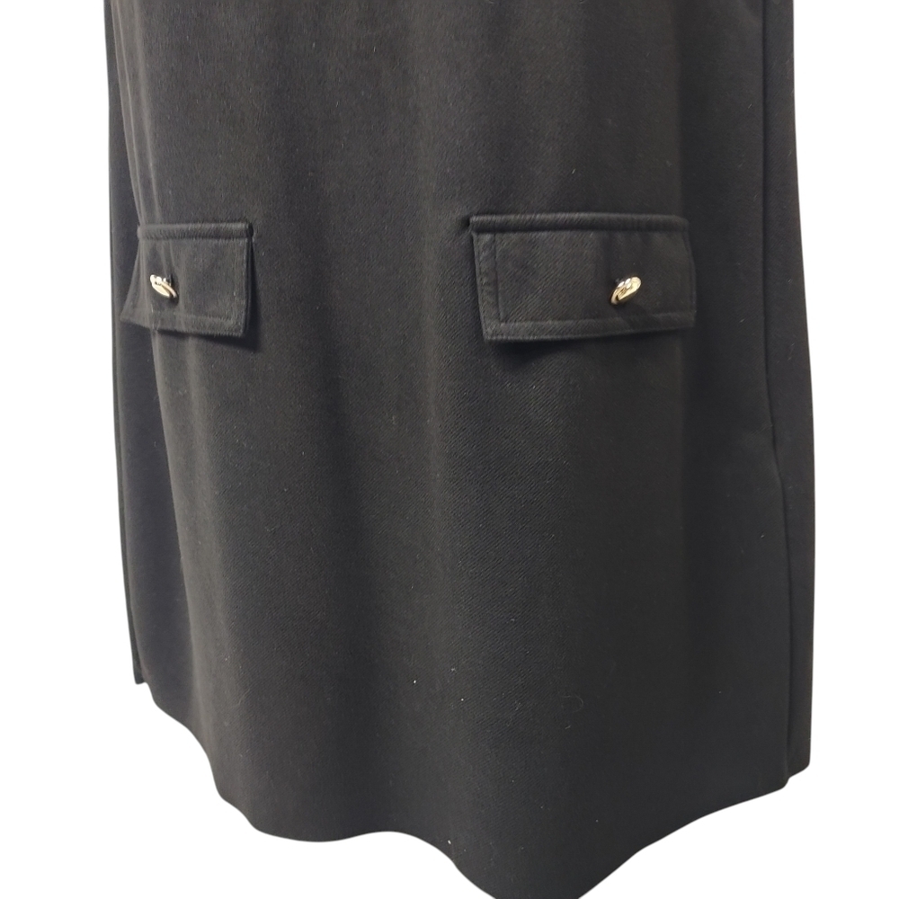 Zara Women’s Black Faux Suede Shift Mini Dress Gold Button Detail Size Small - Picture 5 of 8